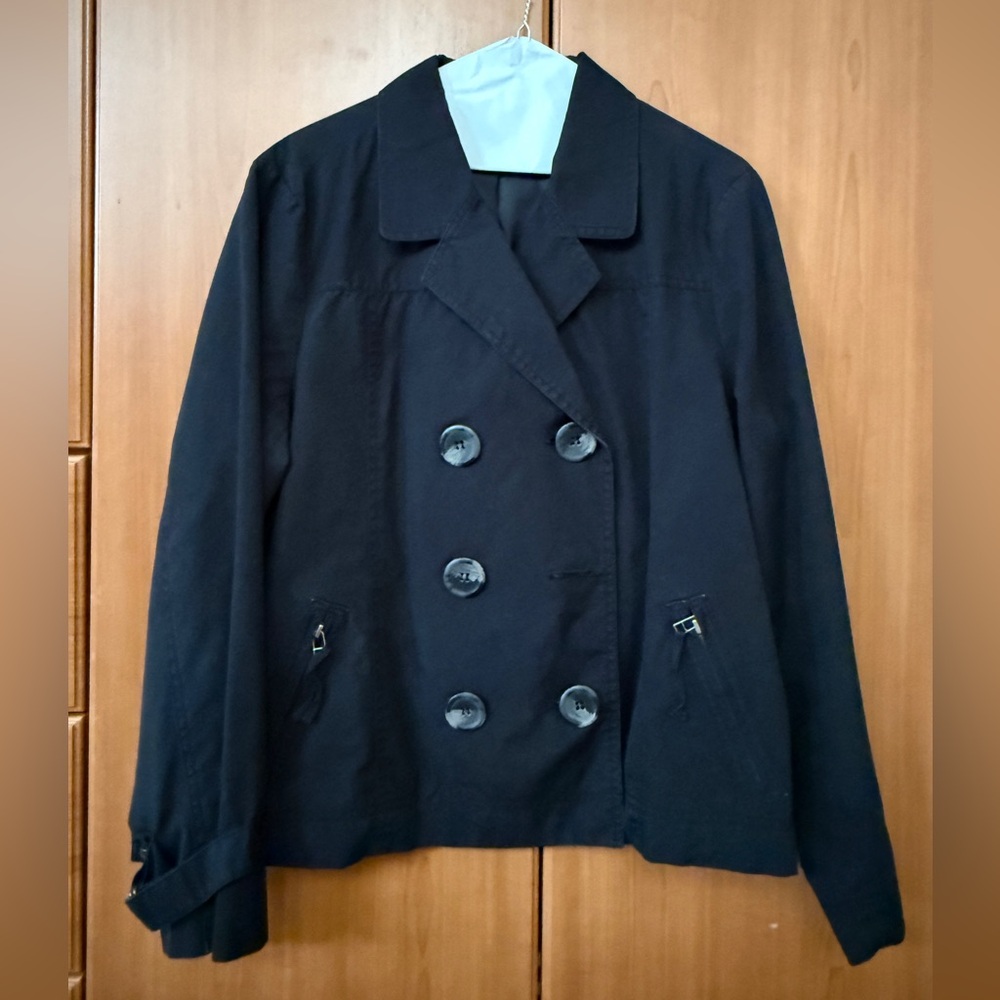 Jones New York Black Double-Breasted Pea Coat